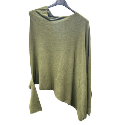 Italian Soft Knit Slant Long Sleeve Asymmetric Draped Jumper Top