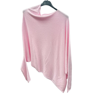 Italian Soft Knit Slant Long Sleeve Asymmetric Draped Jumper Top