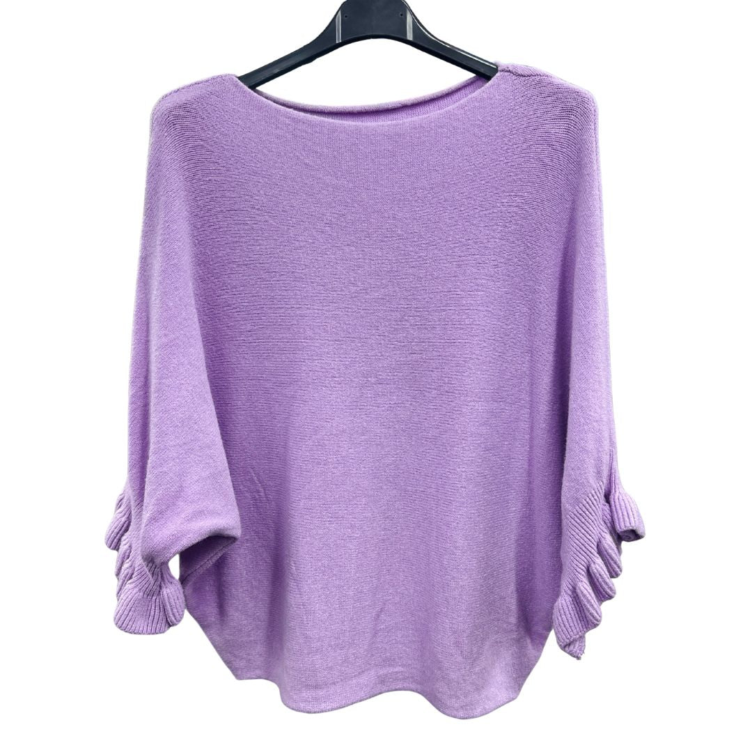 Italian Soft Knit 3/4 Frill Sleeve Jumper Top