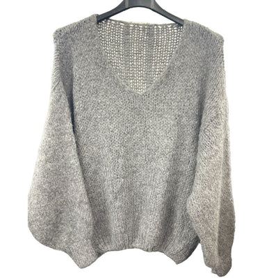 Italian Relaxed Fit V Neck Lana Chunky Knit Jumper