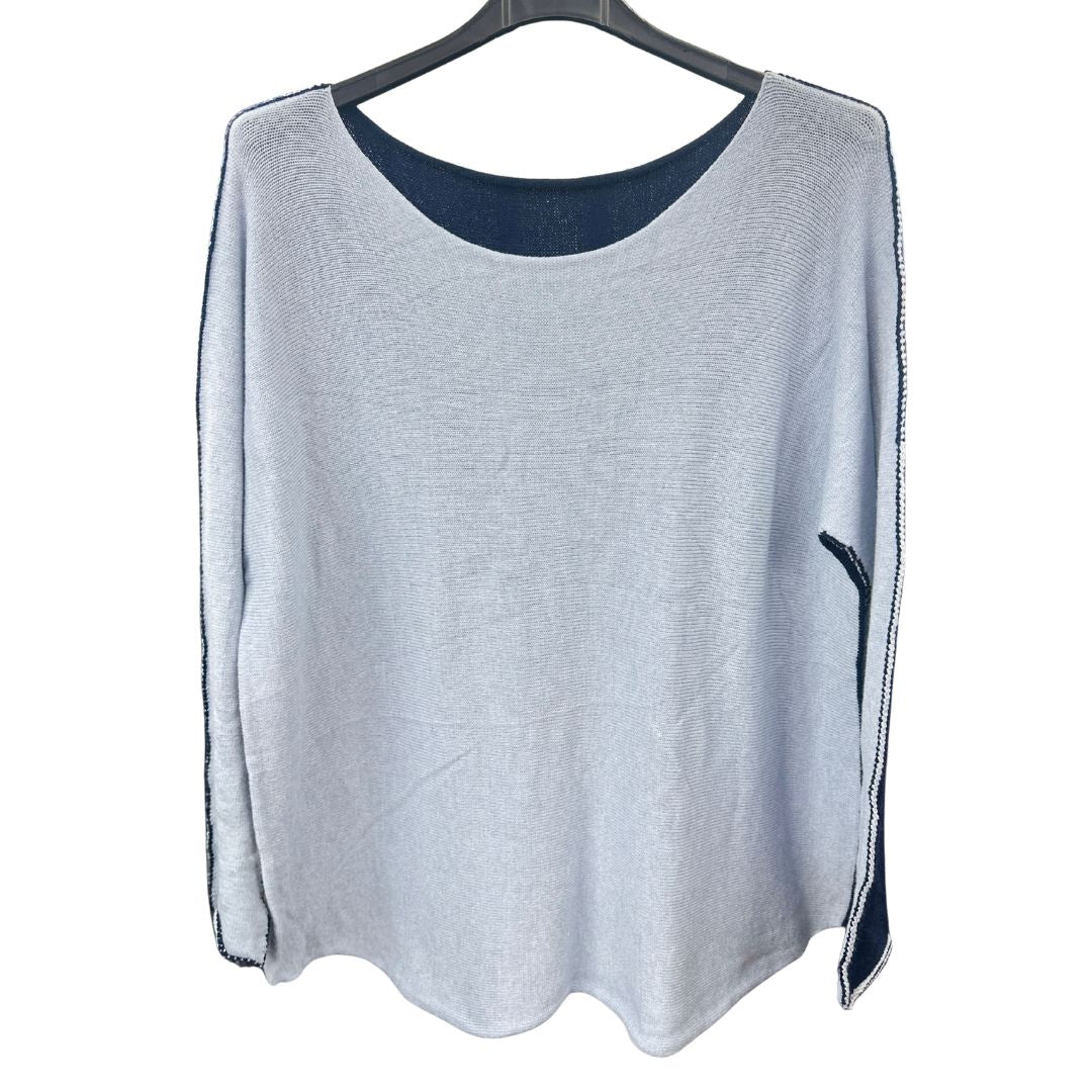 Italian Soft Knit Contrast Colour Round Neck Jumper Top
