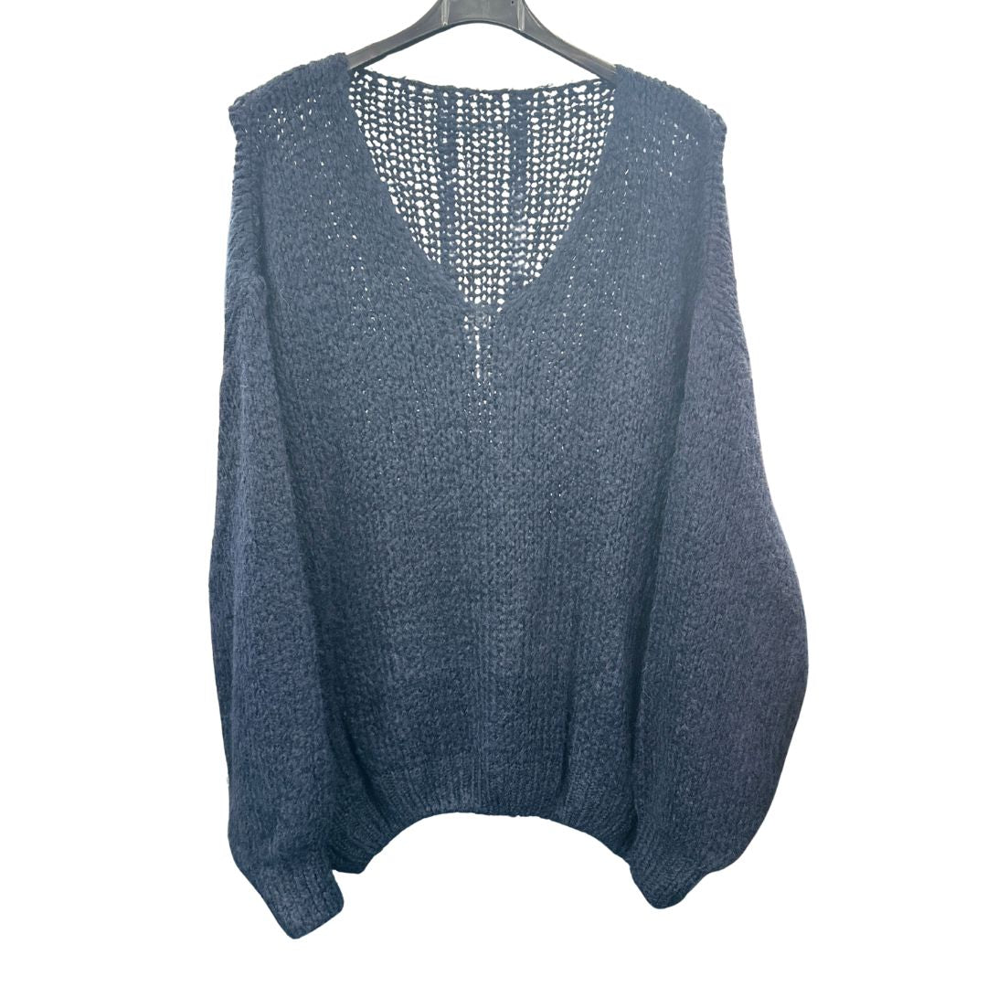 Italian Relaxed Fit V Neck Lana Chunky Knit Jumper