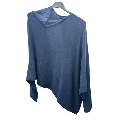 Italian Soft Knit Slant Long Sleeve Asymmetric Draped Jumper Top