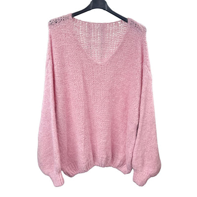 Italian Relaxed Fit V Neck Lana Chunky Knit Jumper