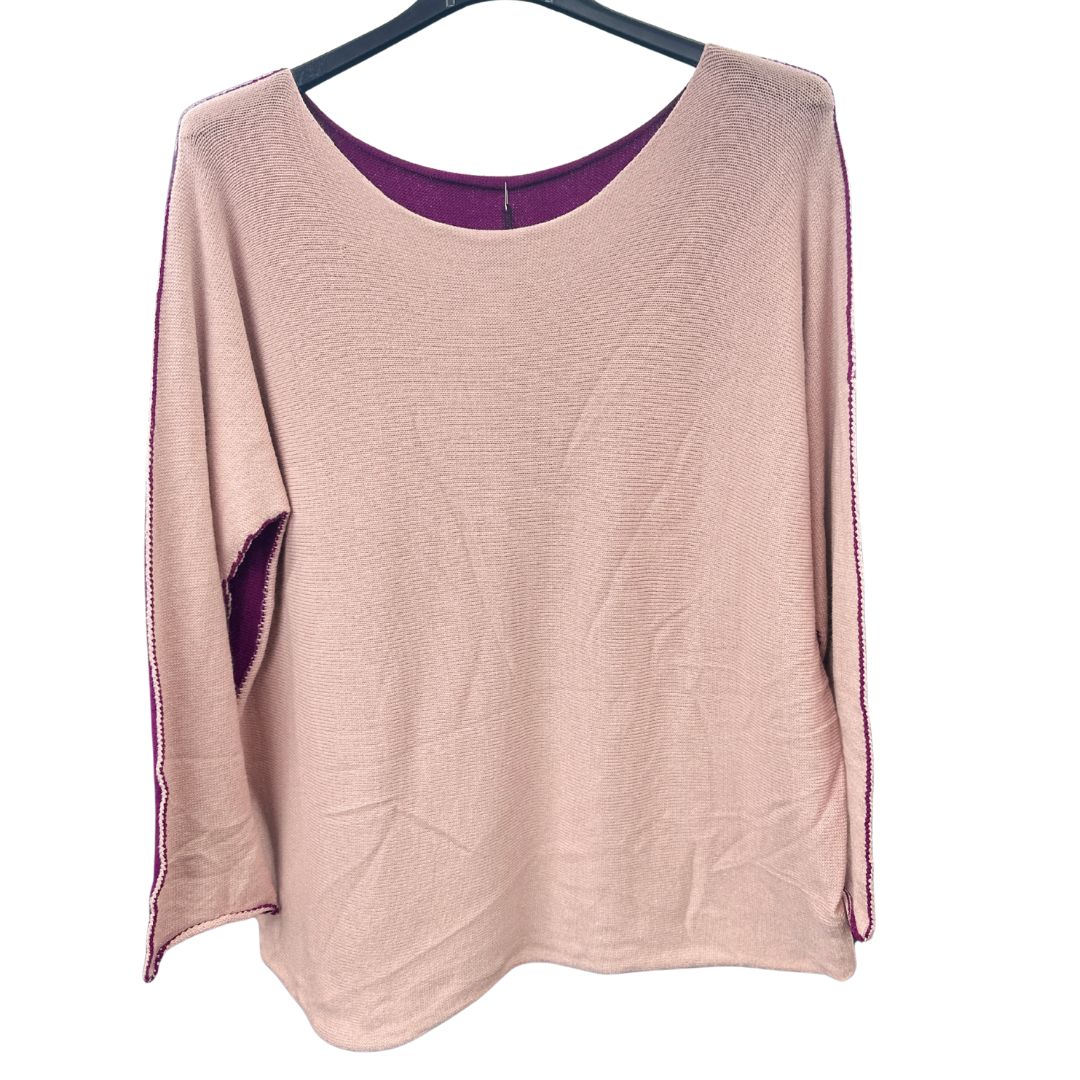 Italian Soft Knit Contrast Colour Round Neck Jumper Top