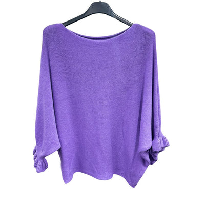 Italian Soft Knit 3/4 Frill Sleeve Jumper Top