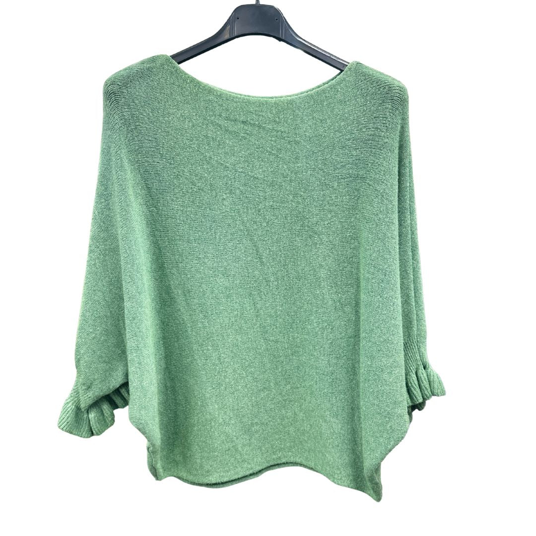 Italian Soft Knit 3/4 Frill Sleeve Jumper Top