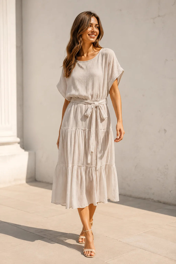 softest silk layered dresses uk Italian Silk Cotton Maxi Dress UK