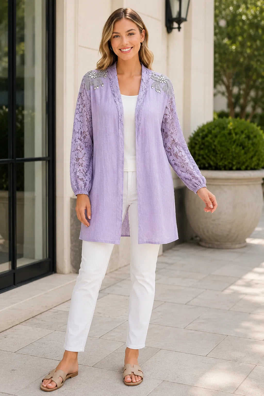 Italian Pearl Lace Hooded Jacket | Miss Bold Wholesale