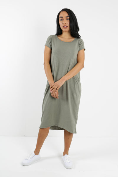 Made In Italy Lagenlook Jersey Cotton Tunic Dress