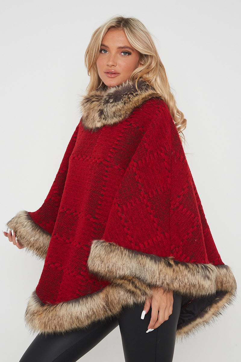 Made In Italy Wool Mix Poncho Cape