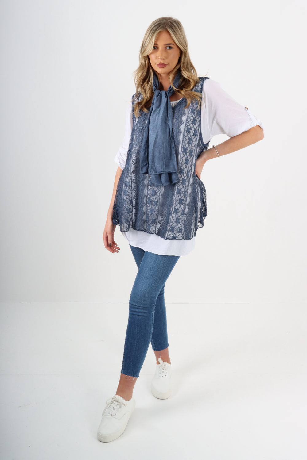Italian Double Layer Cotton Scarf Top