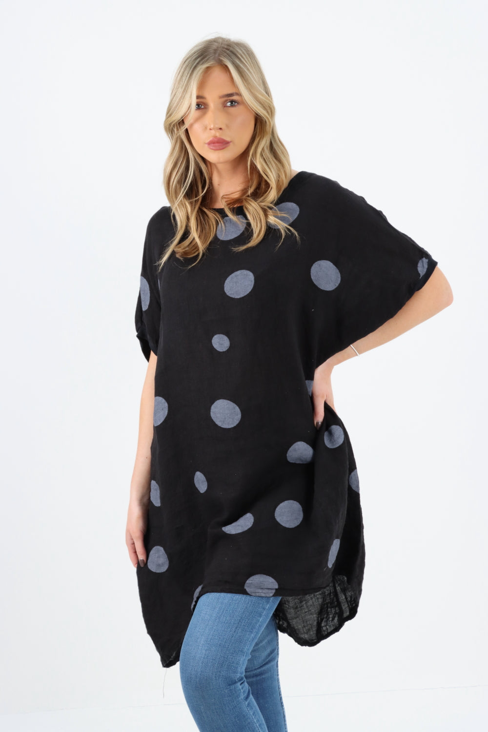 Italian Linen Polka Dot Oversized Baggy Tunic