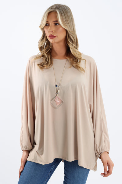 Italian Round Neck Necklace Batwing Top