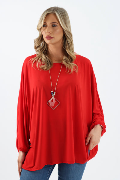 Italian Round Neck Necklace Batwing Top