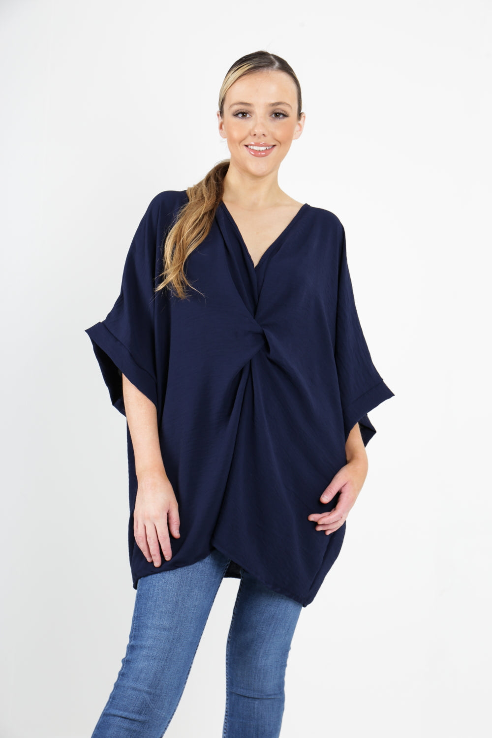 Italian Twisted Front Batwing Oversized Top