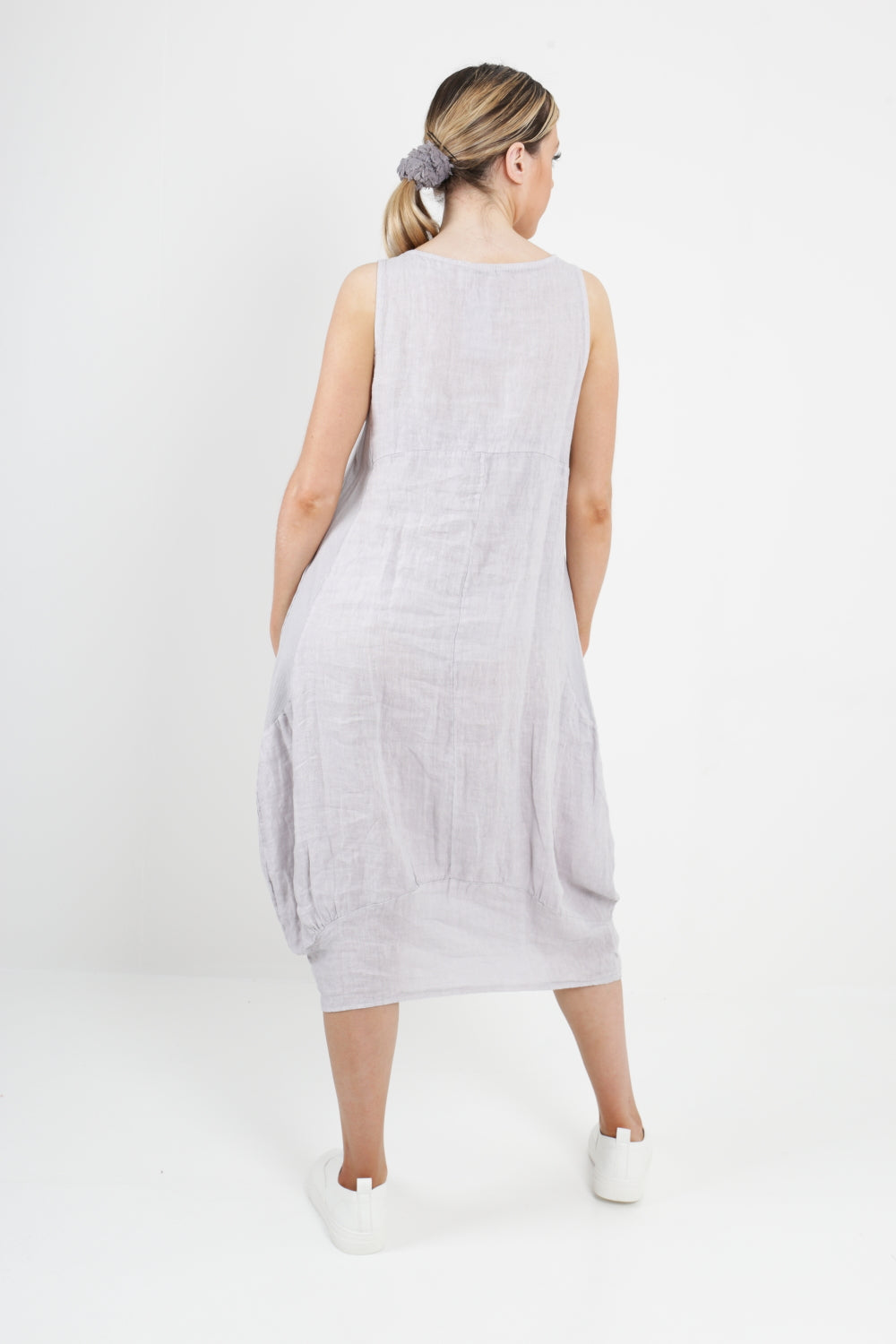 Italian Ribbed Sides Plain Linen Smart Dress