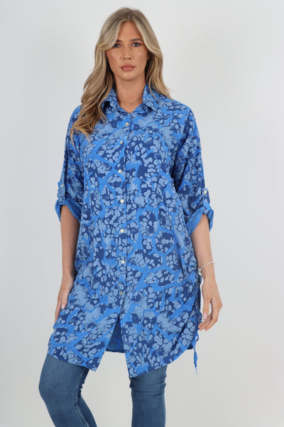 Italian Printed Side Ruched String Shirt