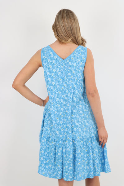 Italian Floral Print Vest Dress