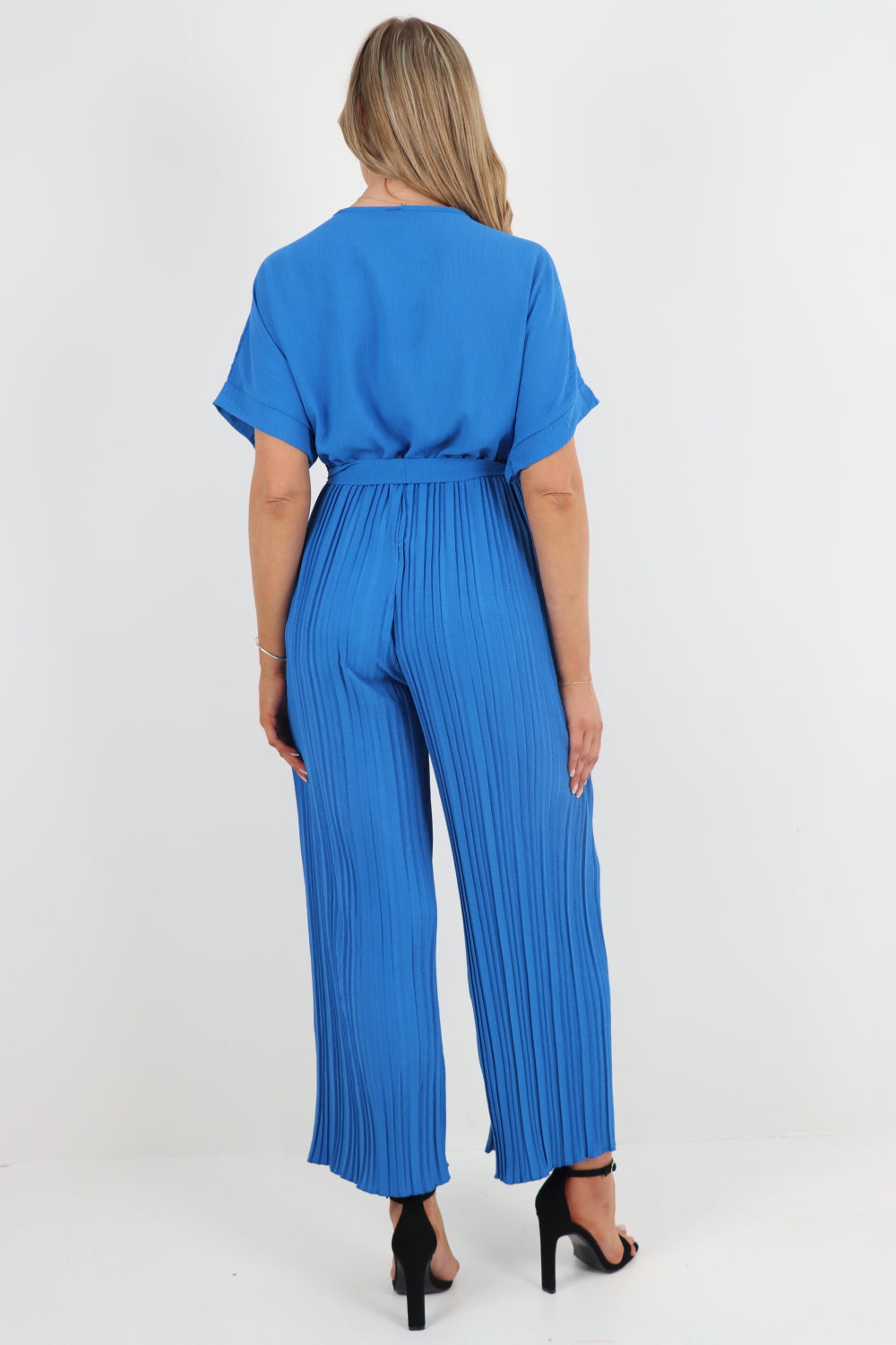 Italian Pleated Belted Wrap Jumpsuits