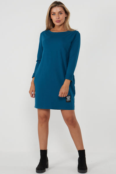 Italian Plain Cotton Tunic Mini Dress | Miss Bold