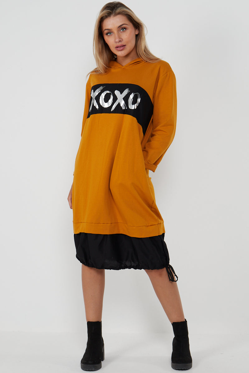 Italian XOXO Print Panel Long Sleeve Top | Miss Bold