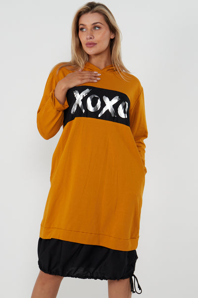 Italian XOXO Print Panel Long Sleeve Top | Miss Bold