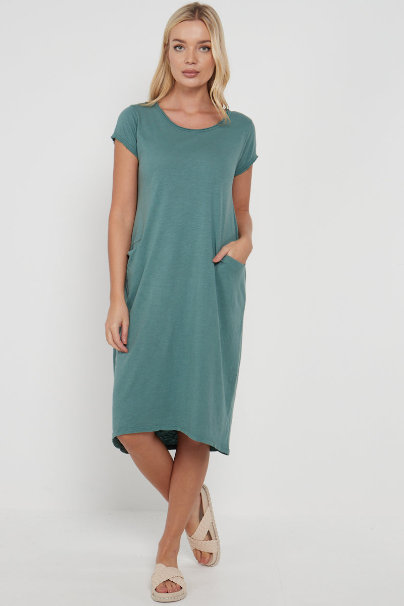 Made In Italy Lagenlook Jersey Cotton Tunic Dress | Miss Bold