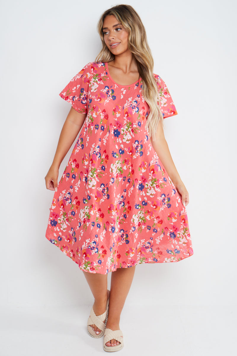 Italian Ditsy Floral Print Cotton Tunic Dress