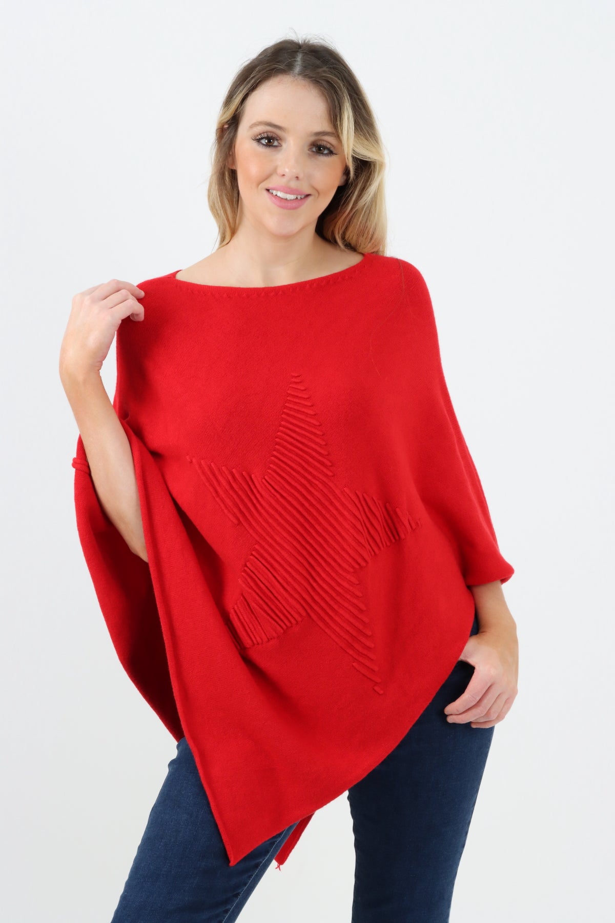 Poncho Tops For Women Womens Italian Lagenlook Star Poncho Ribbed