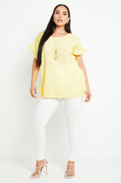 Made In Italy Cotton Frill Detail Top