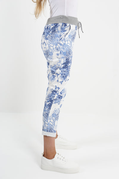 Italian Floral Printed Cotton Trousers