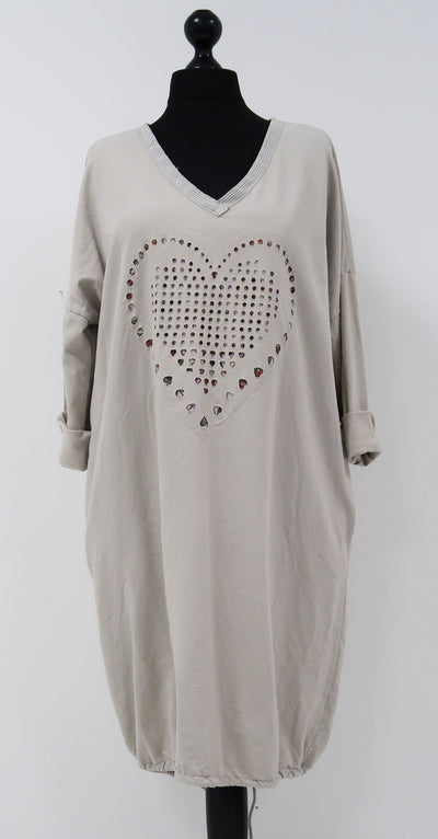 Italian Heart Print Cotton Midi Dress