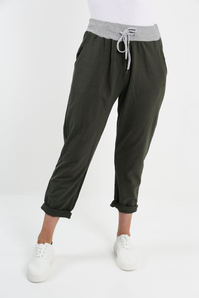 Italian Plain Loose Pockets Cotton Ladies Trouser