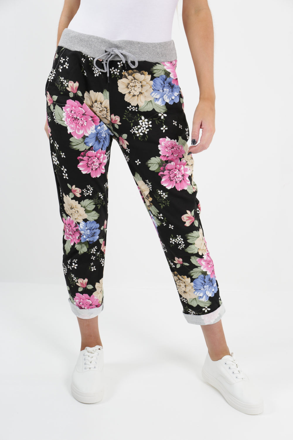 Italian Floral Printed Cotton Trousers