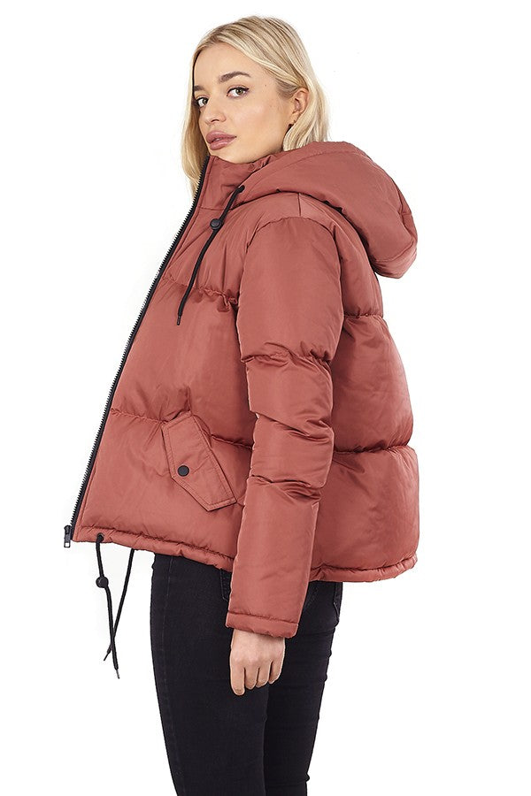 Zip Through Padded Hooded Puffer Jacket