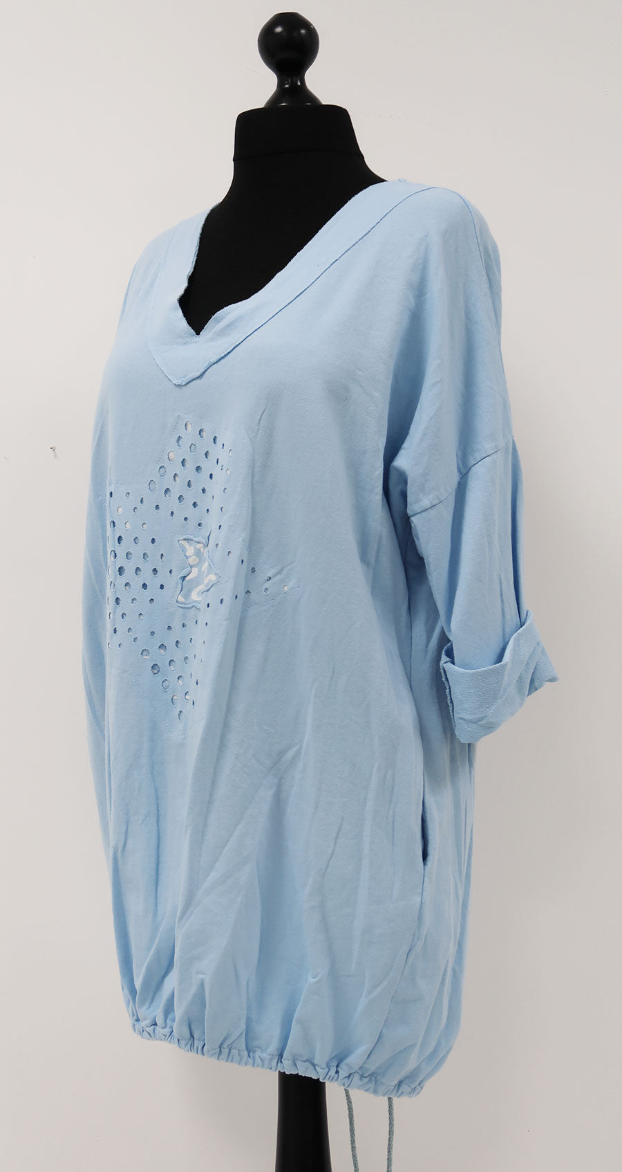 Made in Italy Lagenlook Cotton Star Print Baggy Top