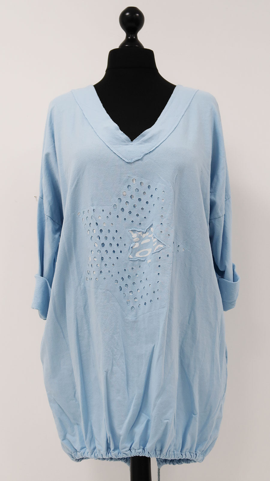Made in Italy Lagenlook Cotton Star Print Baggy Top