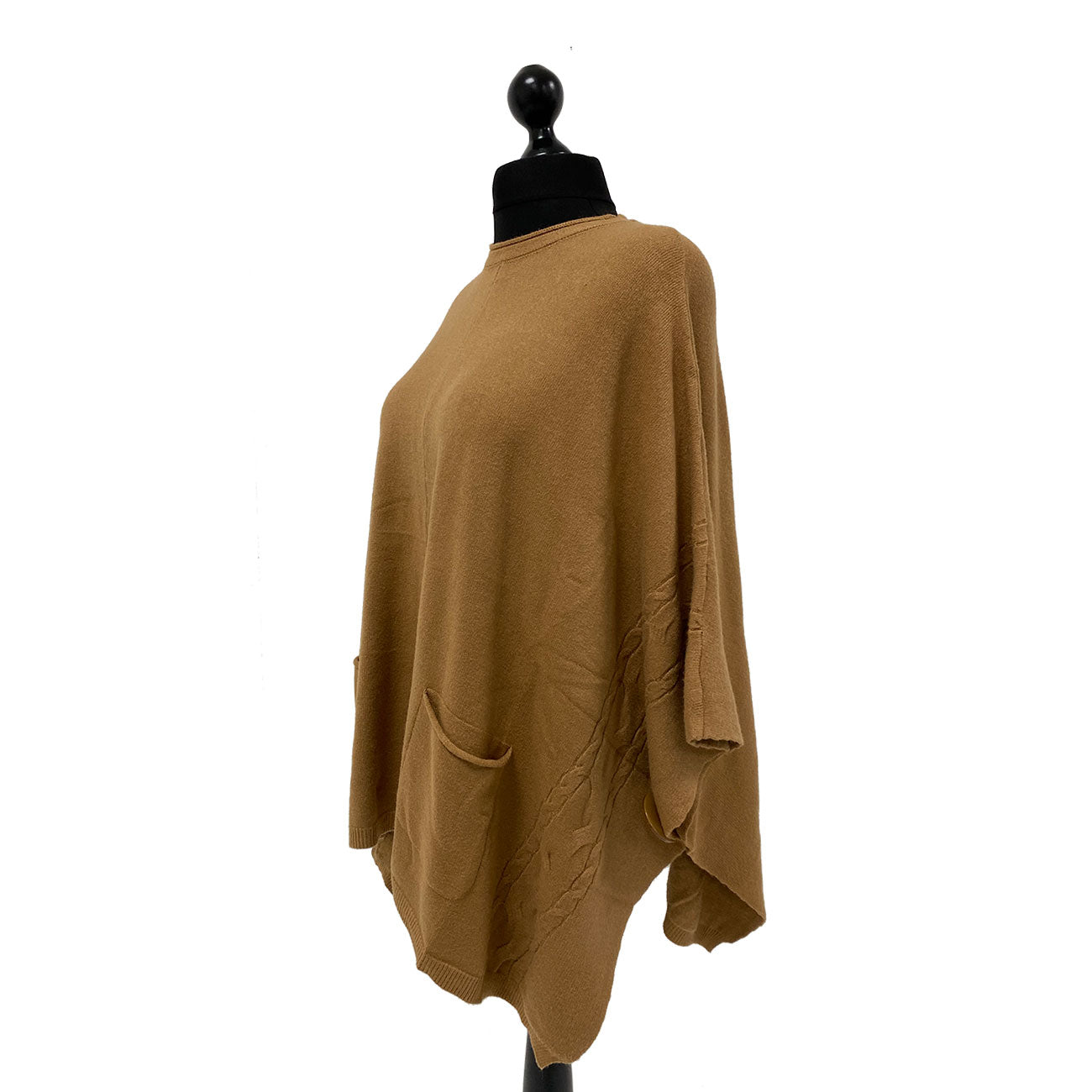 Italian Button Side Round Neck Poncho | Miss Bold