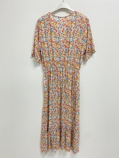 Italian Ditsy Floral Print Side Slit Midaxi Dress
